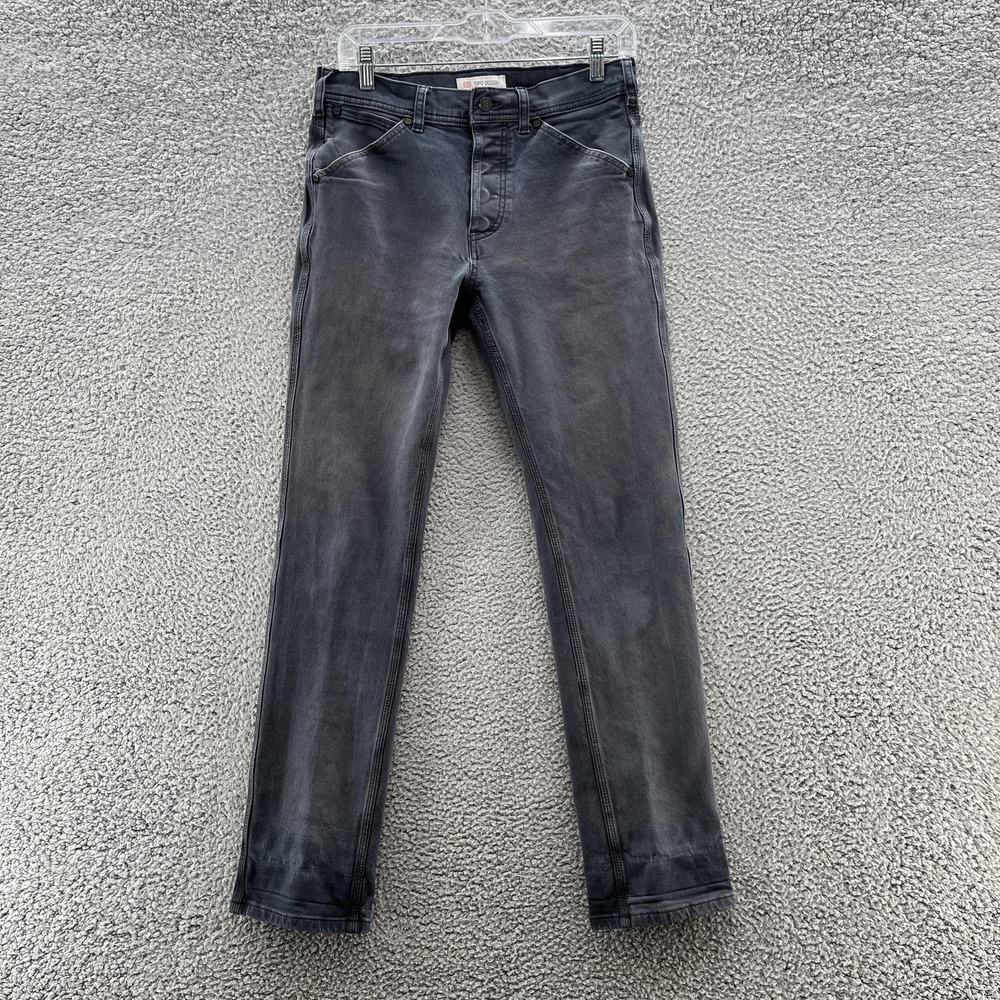 Topo Designs Jeans Mens 30X31 Gray Button Fly Slim Straight Organic Cotton Denim